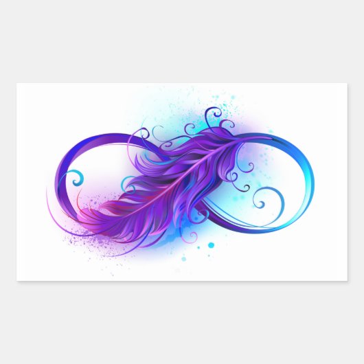 Sticker Rectangulaire Infinity with purple feather (Devant)