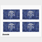 Sticker Rectangulaire Infirmière autorisée RN Caduceus sur Camo Bleu (Feuille)