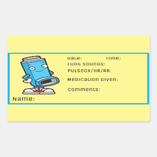 Sticker Rectangulaire Infirmière de l'école de médicaments contre l'asth