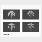 Sticker Rectangulaire Infirmière inscrite RN Silver Caduceus Snakes (Feuille)