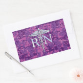 Sticker Rectangulaire Infirmière inscrite RN Silver Caduceus sur Camo Ro (Enveloppe)