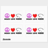 Sticker Rectangulaire Infirmière Peace Love (Feuille)