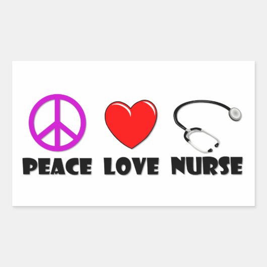Sticker Rectangulaire Infirmière Peace Love (Devant)