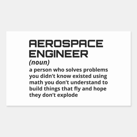 Sticker Rectangulaire Ingénieur aérospatial - Drôle Définition B-1 (Devant)