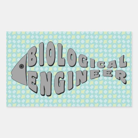Sticker Rectangulaire Ingénieur biologiste Poisson gris (Devant)