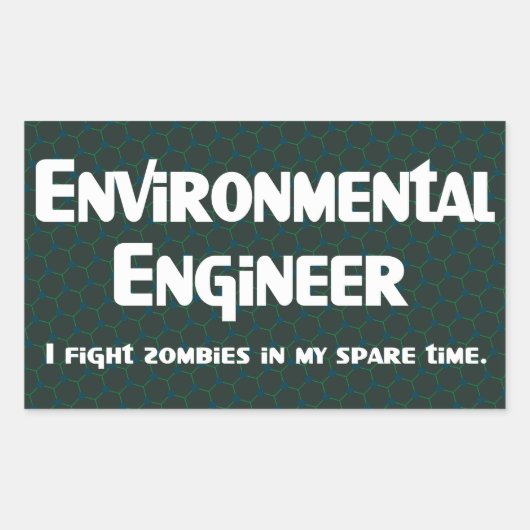Sticker Rectangulaire Ingénieur de l'environnement Zombie Fighter (Devant)
