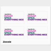 Sticker Rectangulaire Ingrédients de fille (Feuille)