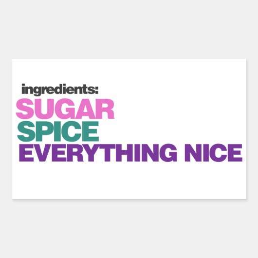 Sticker Rectangulaire Ingrédients de fille (Devant)