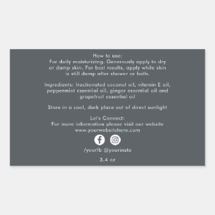Sticker Rectangulaire Ingrédients de produits de beauté biologiques pour