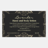 Sticker Rectangulaire Ingrédients luxe or et noir (Devant)