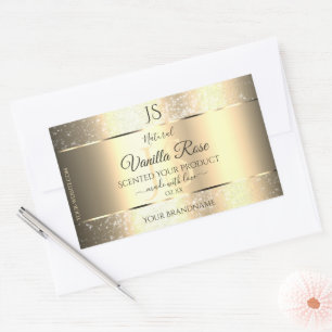 Sticker Rectangulaire Initiales à Parties scintillant douce Shimmery Gol