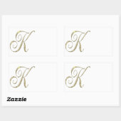 Sticker Rectangulaire Initiales du monogramme d'or K (Feuille)