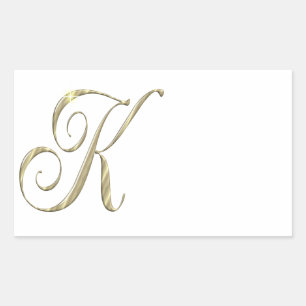 Sticker Rectangulaire Initiales du monogramme d'or K