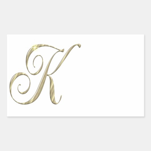 Sticker Rectangulaire Initiales du monogramme d'or K (Devant)