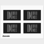 Sticker Rectangulaire Initiales et logo de nom gris minimal et moderne é (Feuille)