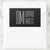 Sticker Rectangulaire Initiales et logo de nom gris minimal et moderne é (Sac)
