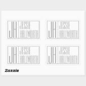 Sticker Rectangulaire Initiales et nom gris moderne Logo Bâton rectangul (Feuille)