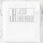 Sticker Rectangulaire Initiales et nom gris moderne Logo Bâton rectangul (Sac)