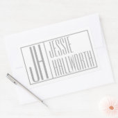 Sticker Rectangulaire Initiales grises modernes et logo de nom rectangul (Enveloppe)