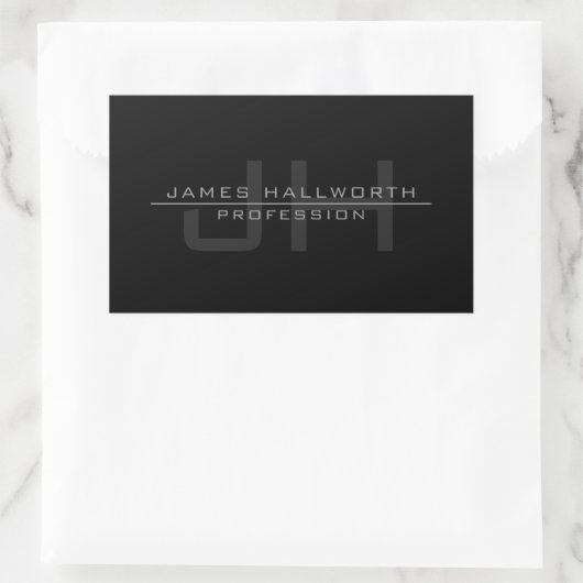 Sticker Rectangulaire Initiales Monogrammes Modernes (ou autre texte) Gr (Sac)