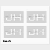 Sticker Rectangulaire Initiales monogrammes modernes (ou autre texte) Gr (Feuille)