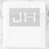 Sticker Rectangulaire Initiales monogrammes modernes (ou autre texte) Gr (Sac)