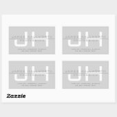 Sticker Rectangulaire Initiales monogrammes modernes (ou autre texte) Gr (Feuille)