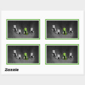 Sticker Rectangulaire Insecte vert grumeleux (Feuille)