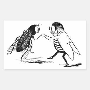 Sticker Rectangulaire Insectes vintage dansant; mouche diptère