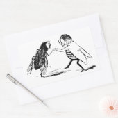Sticker Rectangulaire Insectes vintage dansant; mouche diptère (Enveloppe)