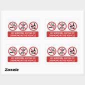 Sticker Rectangulaire Interdiction de fumer, de manger et de boire (Feuille)
