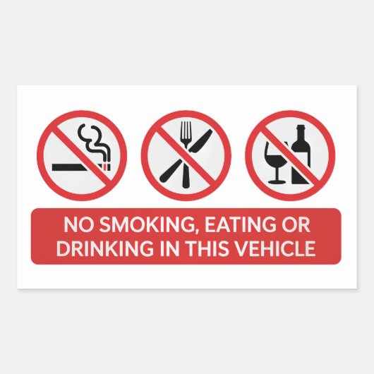 Sticker Rectangulaire Interdiction de fumer, de manger et de boire (Devant)