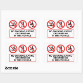 Sticker Rectangulaire Interdiction de fumer, de manger et de boire (Feuille)