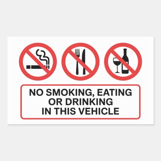 Sticker Rectangulaire Interdiction de fumer, de manger et de boire (Devant)