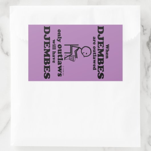 Sticker rectangulaire interdit par Djembes (Sac)