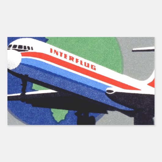 Sticker Rectangulaire INTERFLUG - Compagnie aérienne nationale de DDR, A (Devant)
