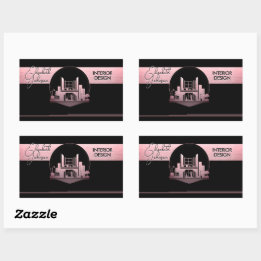 Sticker Rectangulaire Interior Design or Architect Logo Black and Rose 