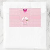 Sticker Rectangulaire Invitation Baby shower fille Pois rose mignonne (Sac)