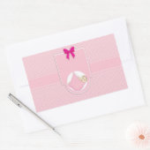 Sticker Rectangulaire Invitation Baby shower fille Pois rose mignonne (Enveloppe)
