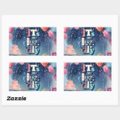 Sticker Rectangulaire Invitation de fête d'anniversaire (Feuille)