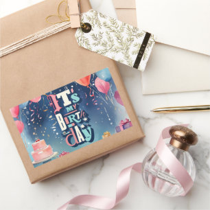 Sticker Rectangulaire Invitation de fête d'anniversaire