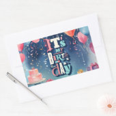 Sticker Rectangulaire Invitation de fête d'anniversaire (Enveloppe)