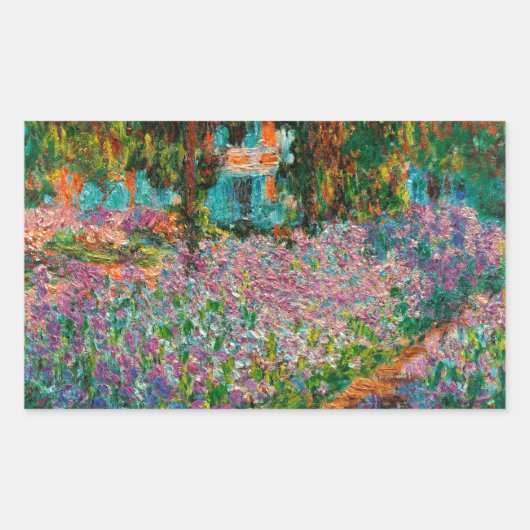 Sticker Rectangulaire Iris Jardin Monet Giverny fleurs (Devant)