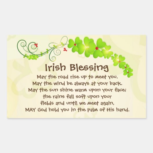 Sticker Rectangulaire Irish Blessing, que la route monte pour vous renco (Devant)