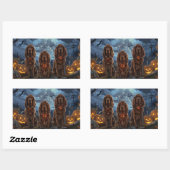 Sticker Rectangulaire Irish Red Setter Halloween Éffrayant (Feuille)