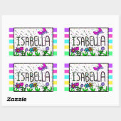 Sticker Rectangulaire Isabella - Le nom Isabella dessin lunique (Feuille)