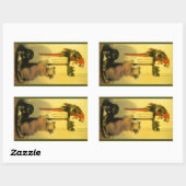 Sticker Rectangulaire Islay, Tilco, un Ara et des Inséparables par Lands (Feuille)