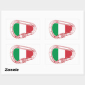 Sticker Rectangulaire Italie Drapeau Escalade carabiner (Feuille)