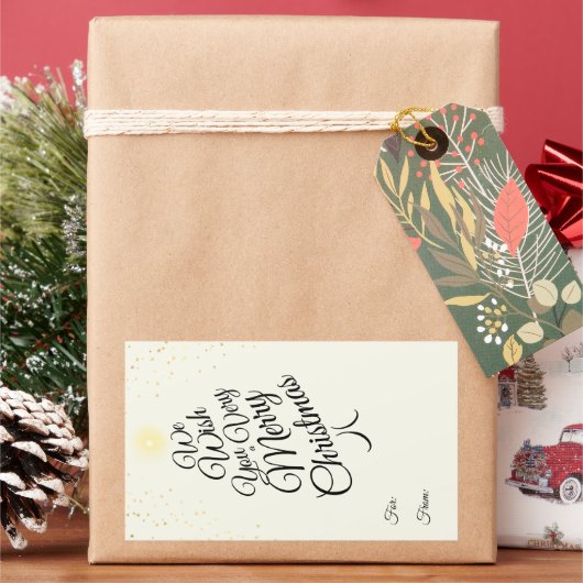 Sticker Rectangulaire Ivory Très Joyeux cadeau d'arbre de Noël pour de (vacances)