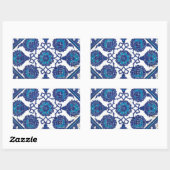 Sticker Rectangulaire Iznik Floral Ethnic Tribal Turkish Mosaic Pottery (Feuille)